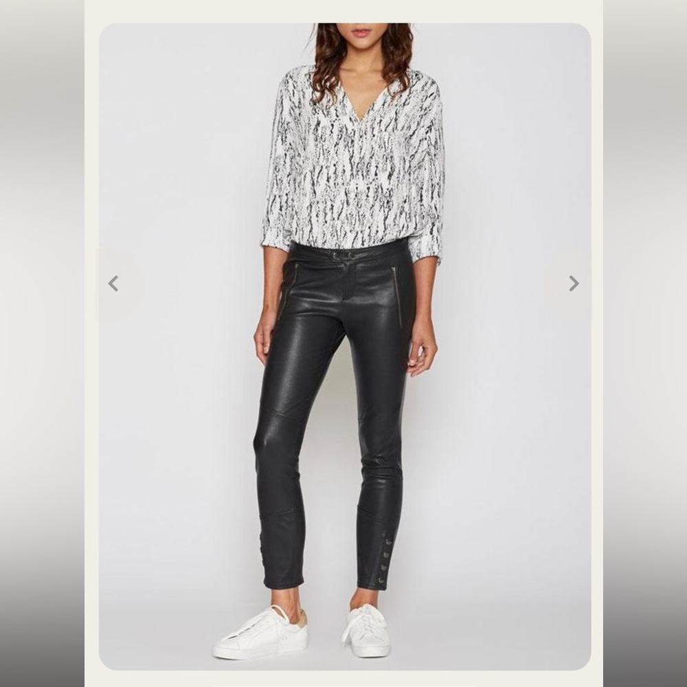 Joie Front Zippers Real Leather Pants Sz 12